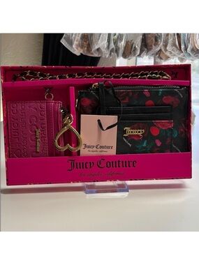 Juicy Couture Pink Floral Card Case & Wallet Set